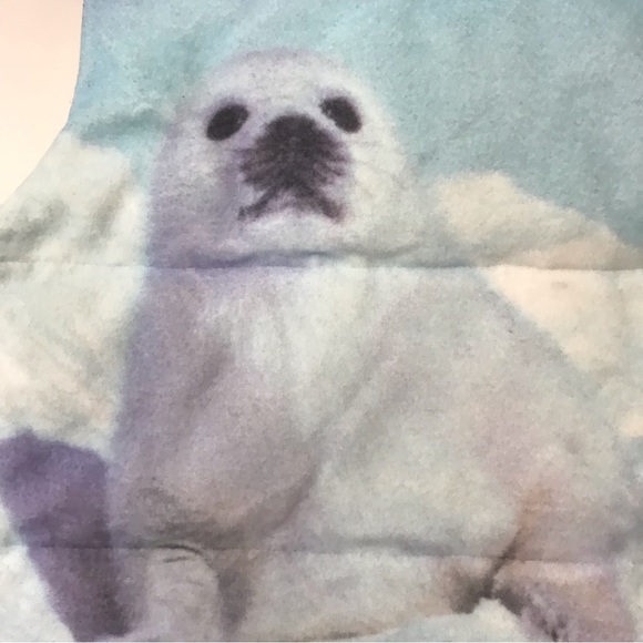 Vtg Old Navy Sz 10 Juniors Blue White Snow Seal Vest Outdoor Puffer Top Zip Up - Picture 8 of 16